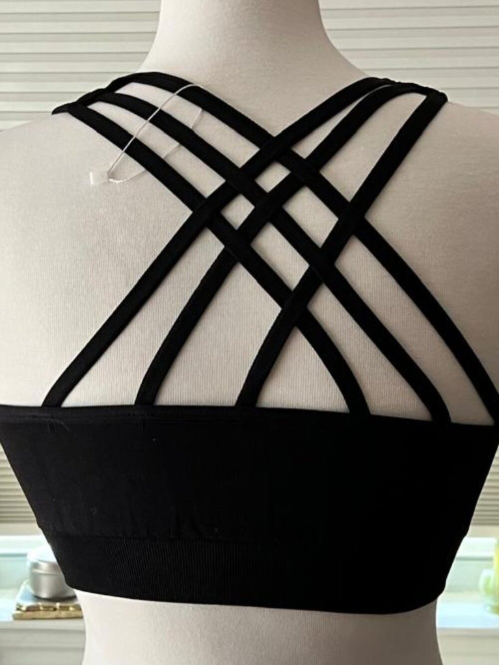 Padded Strappy Sport Bra for Women 2XL Black